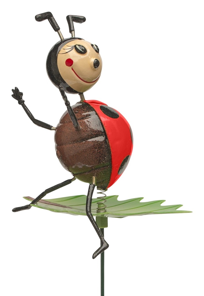 WEB-METAL STAKE LADYBUG ON LEAF 10X10H53