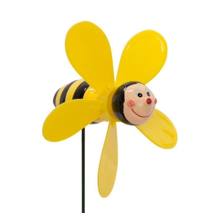 [70709747-A] Piquets insectes à moulinet en métal – déco mobile de jardin (13x11xH46cm) (Abeille)