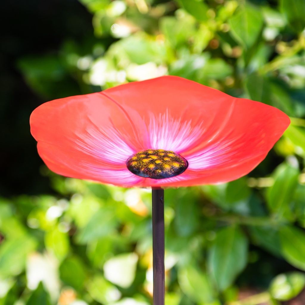 Mangeoires à oiseaux sur piquet en métal fleuri, à planter (Ø18xH91cm)