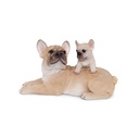 Dekorative Hunde + Welpe – ultra-realistische Skulpturen (27x14xH14cm)