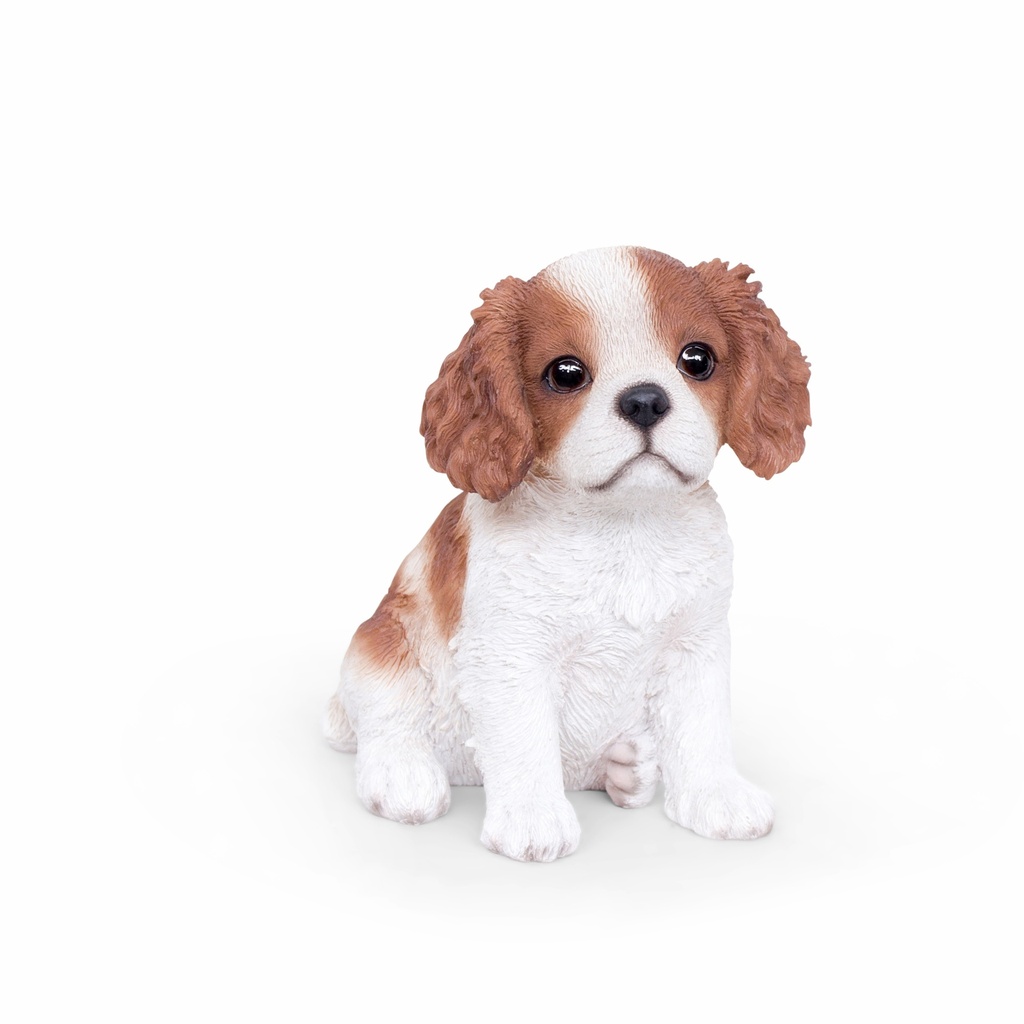 Realistic seated puppies – sculptures in natural polyresin (13x11xH16cm)