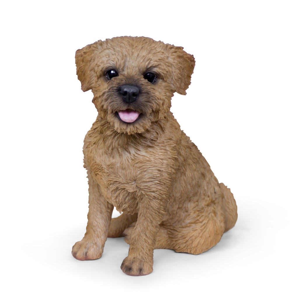 [11154178-A] Realistisch zittende honden – polyresin sculpturen (18x12xH19cm) (Borderterriër | 18x12h19cm)