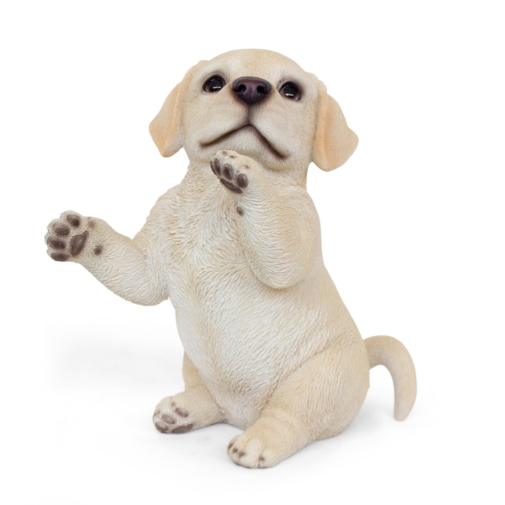 Sitzende Labrador-Welpen – Realistisches Polyresin für Garten (14x10xH16cm)