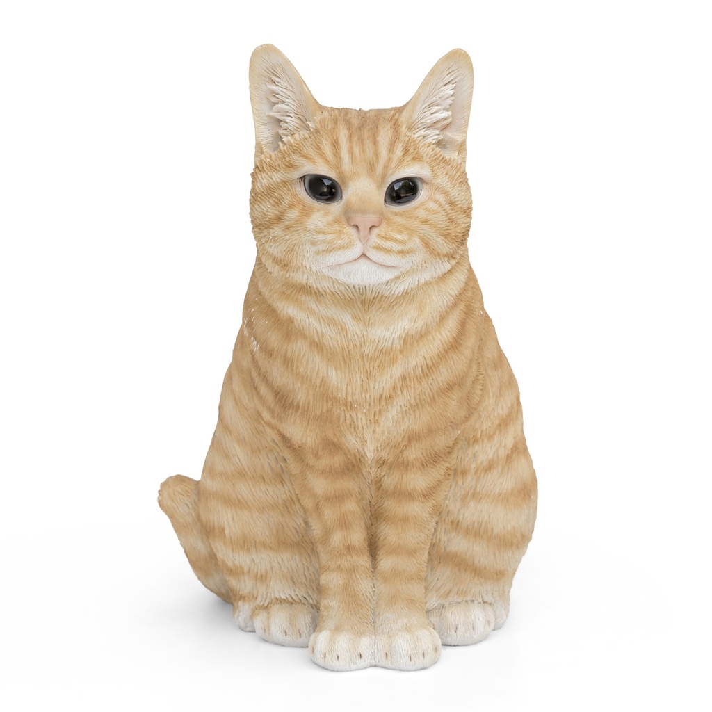 [11153093-A] Chats en résine assis – effet ultra réaliste (25x20xH30cm) (Gingembre)