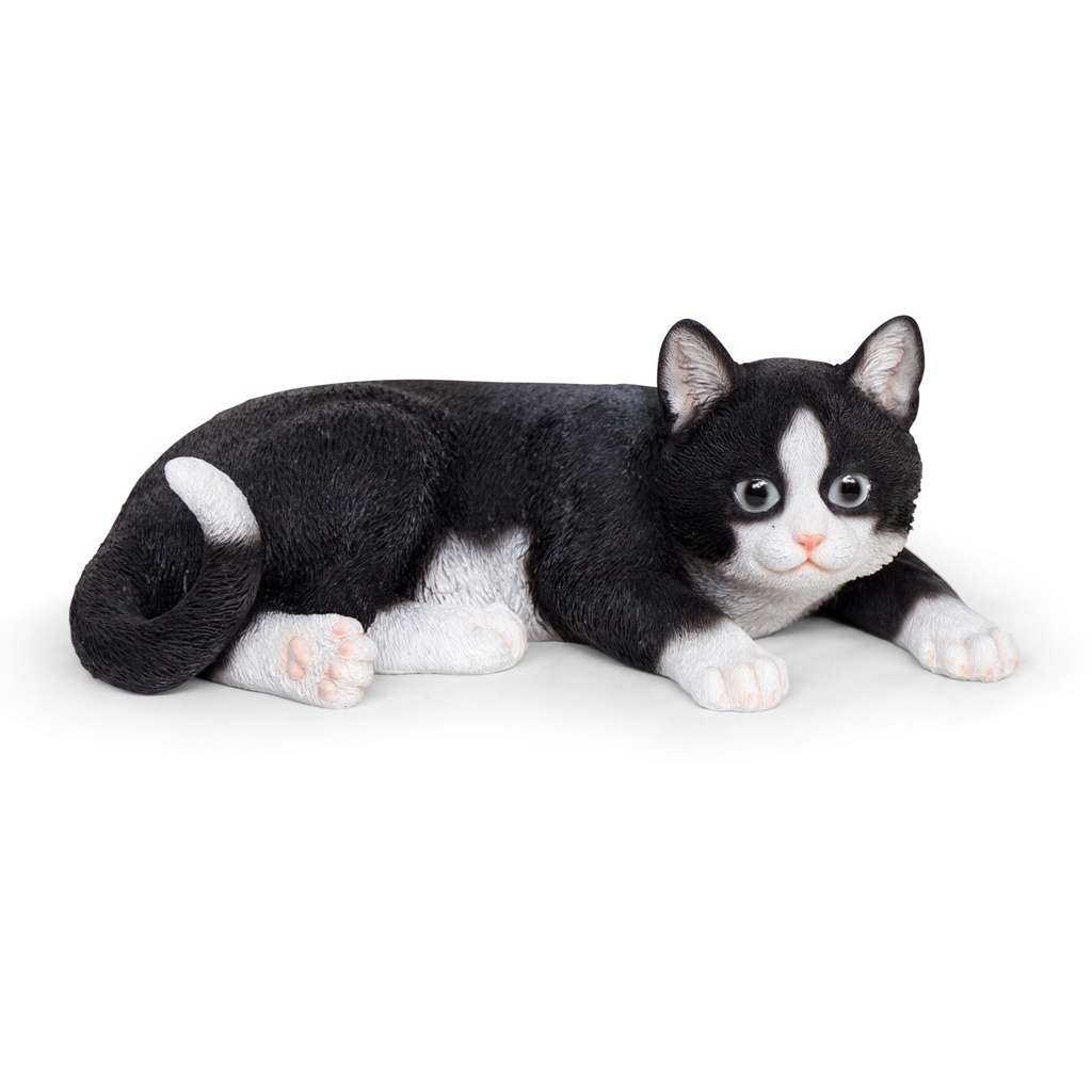 Lying cats in polyresin – natural design (31x18xH12cm)