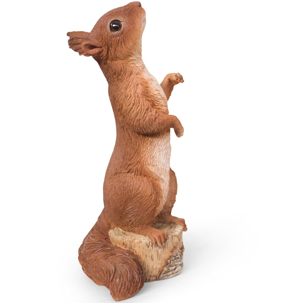 Écureuils déco en résine – charme forestier (3 tailles: de 10x11xH25cm à 15x16xH23cm)
