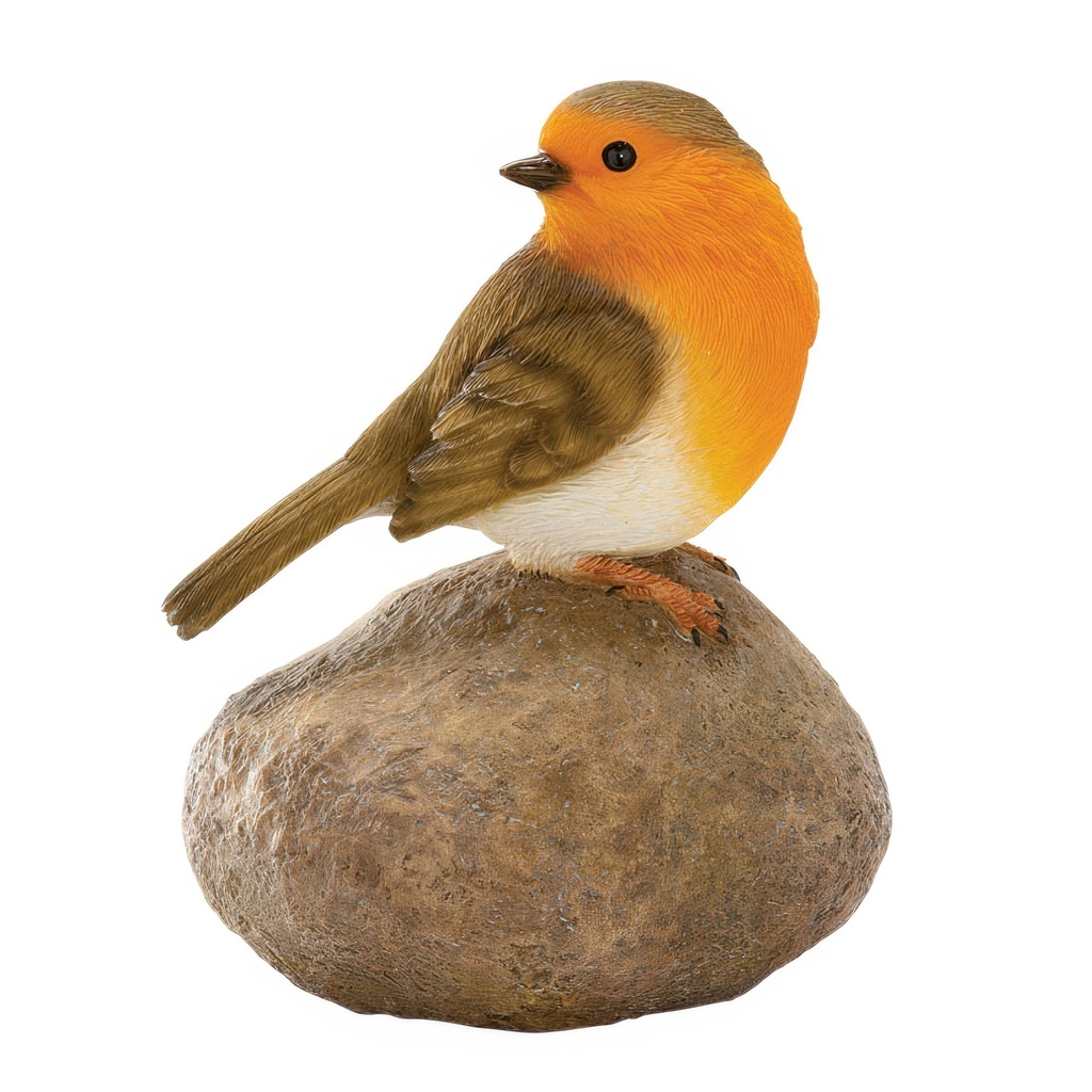 [11153201-A] WEB-POLY ROBIN (Op een steen | 14x12h9cm)
