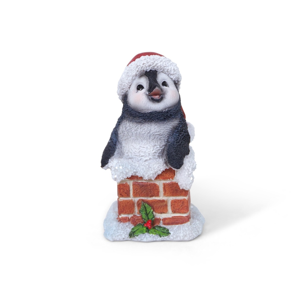 [11154133-A] WEB-POLY ANIMAL CHRISTMAS CHIMNEY (Pinguïn | 5x4h8cm)