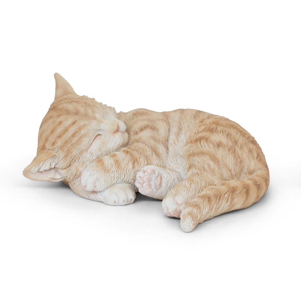 [11154037-B] Sleeping cats in polyresin – realistic decoration (2 sizes: 17x14xH10cm and 21x18xH13cm) (17x14h9cm, Ginger)