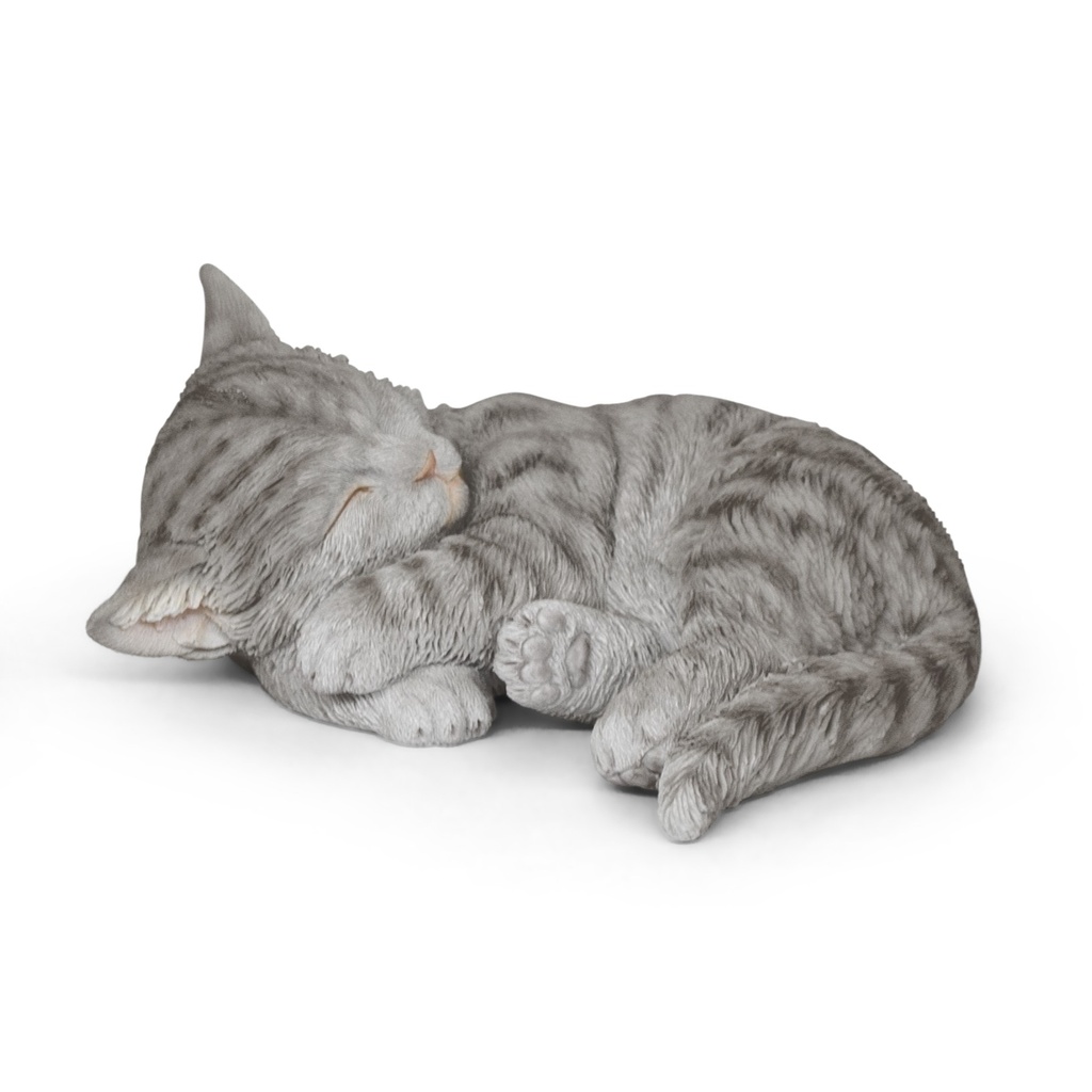 Chats en résine endormis – déco réaliste (2 tailles:17x14xH9cm et 28x11xH12cm)