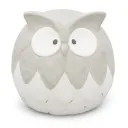 Hibou décoratif en céramique – Blanc sur fond gris (2 tailles: 15x14xH15 et 16x15xH20cm)