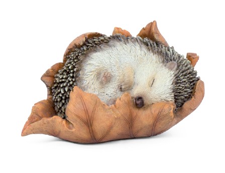[11154042] Egel op blad van hars – natuur en poëzie in decoratie (9x6h6cm)