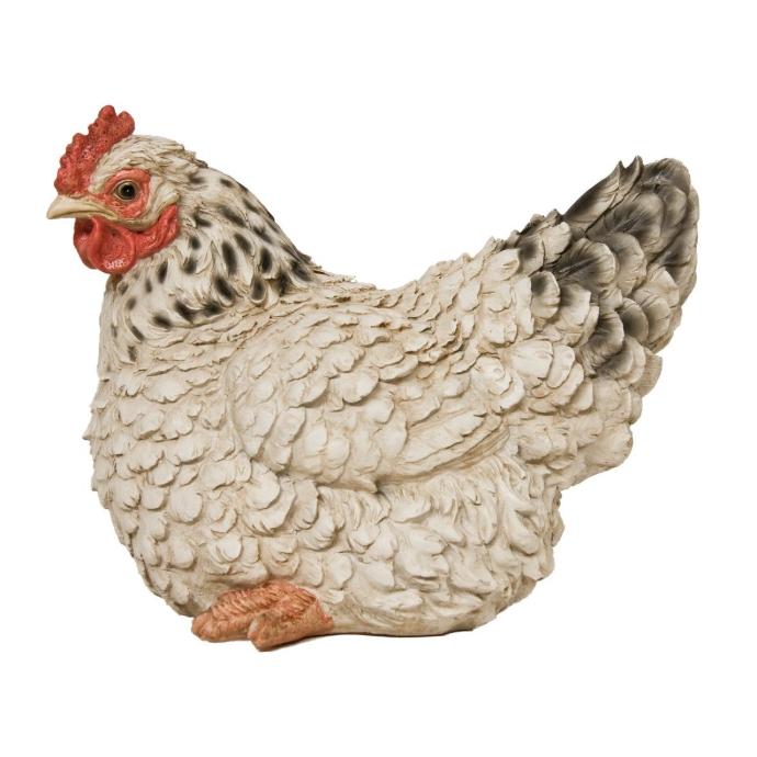 Seated black decorative hen in polyresin (2 sizes: 13x11xH12cm and 18x16xH19cm)
