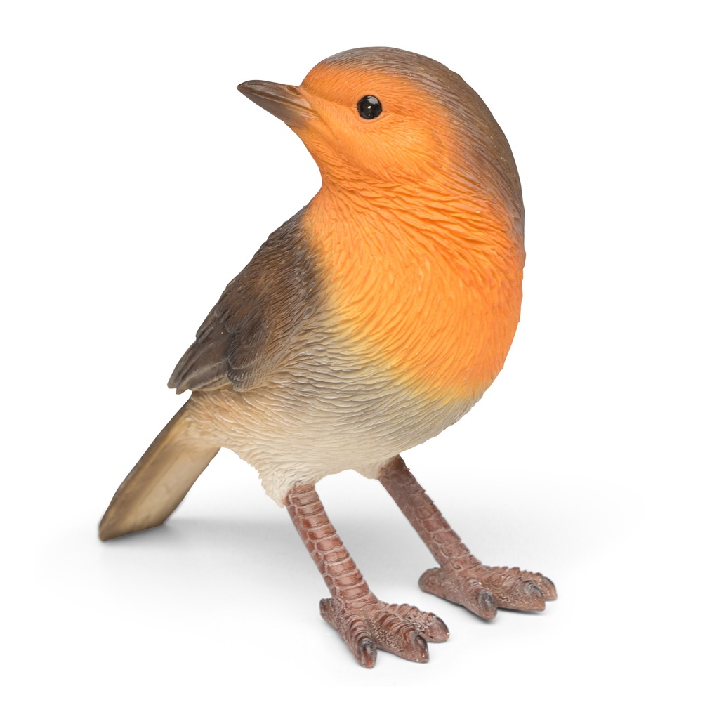 [11152918] Stehendes Rotkehlchen-Figur in handbemaltem Polyresin – 14 cm