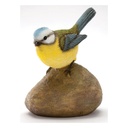 Decorative blue tit on stone in hand-painted polyresin – 14 cm