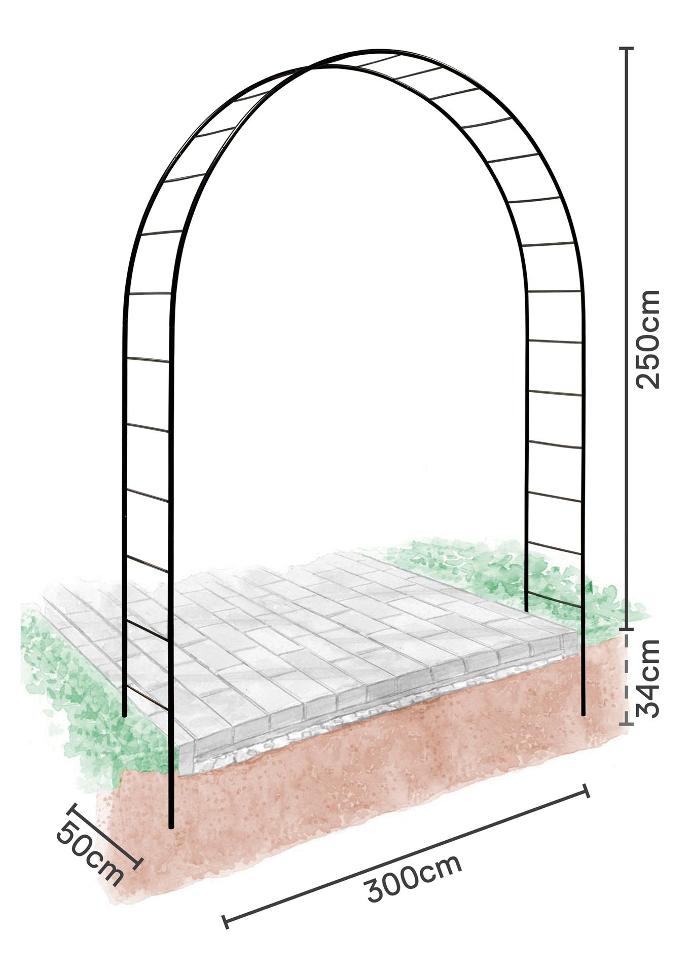 [11071035] New York Gartenbogen aus Stahl, modernes Design, Easy Click Montage (300×50×H284cm)