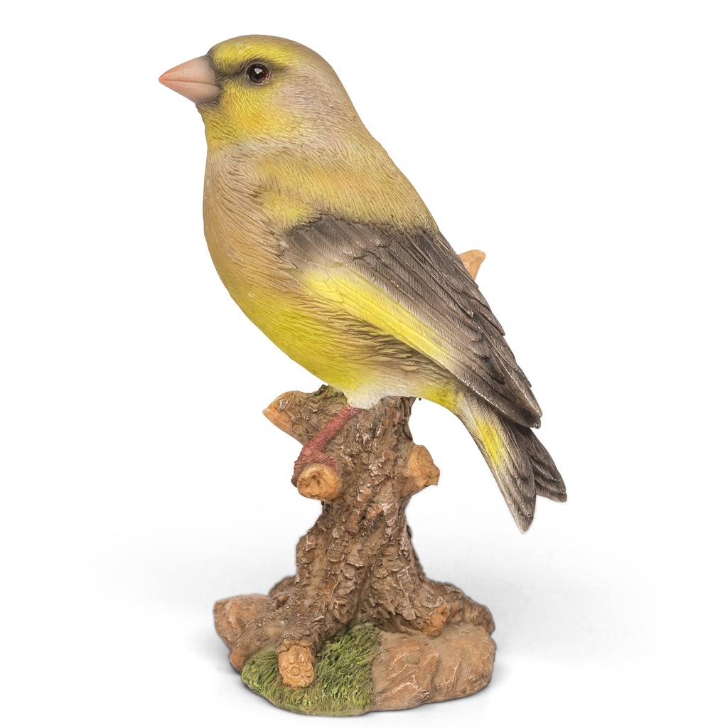 [11152920] Chardonneret décoratif en résine (9,5x7,5h16cm)