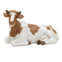 Lying cow in polyresin – realistic rural (17x10h10cm)