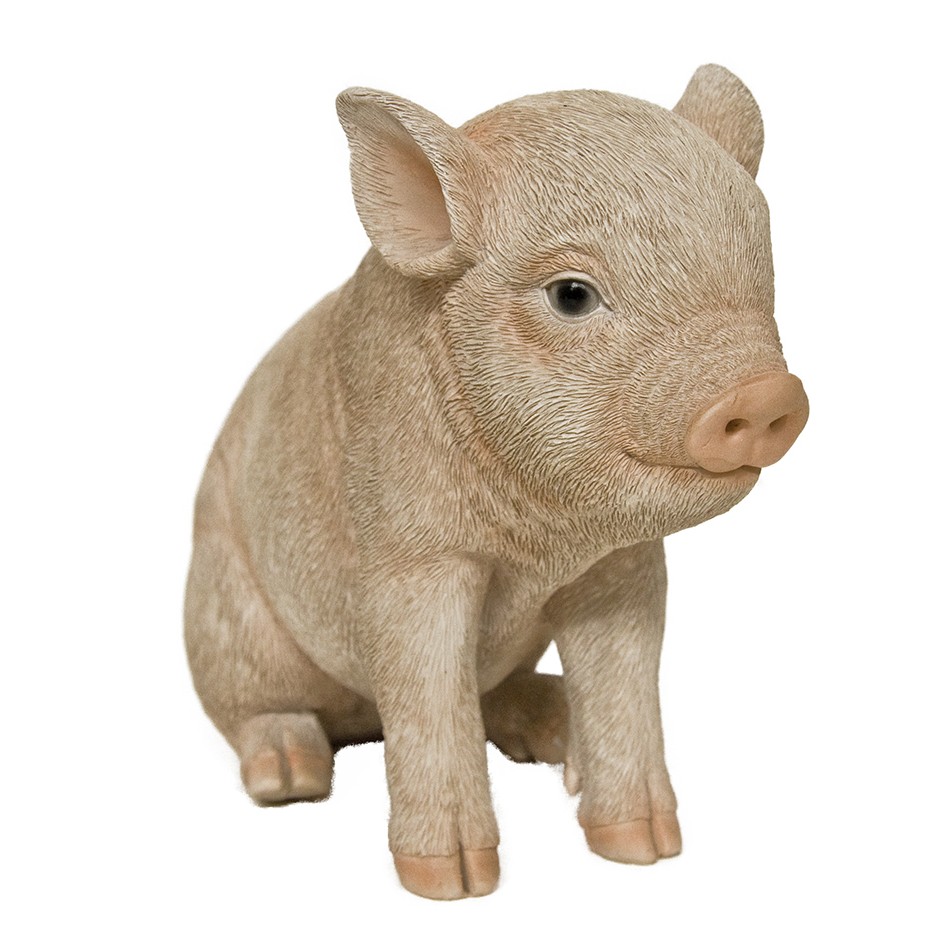Sitzendes Schwein dekorativ in Polyresin (19x8h15cm)