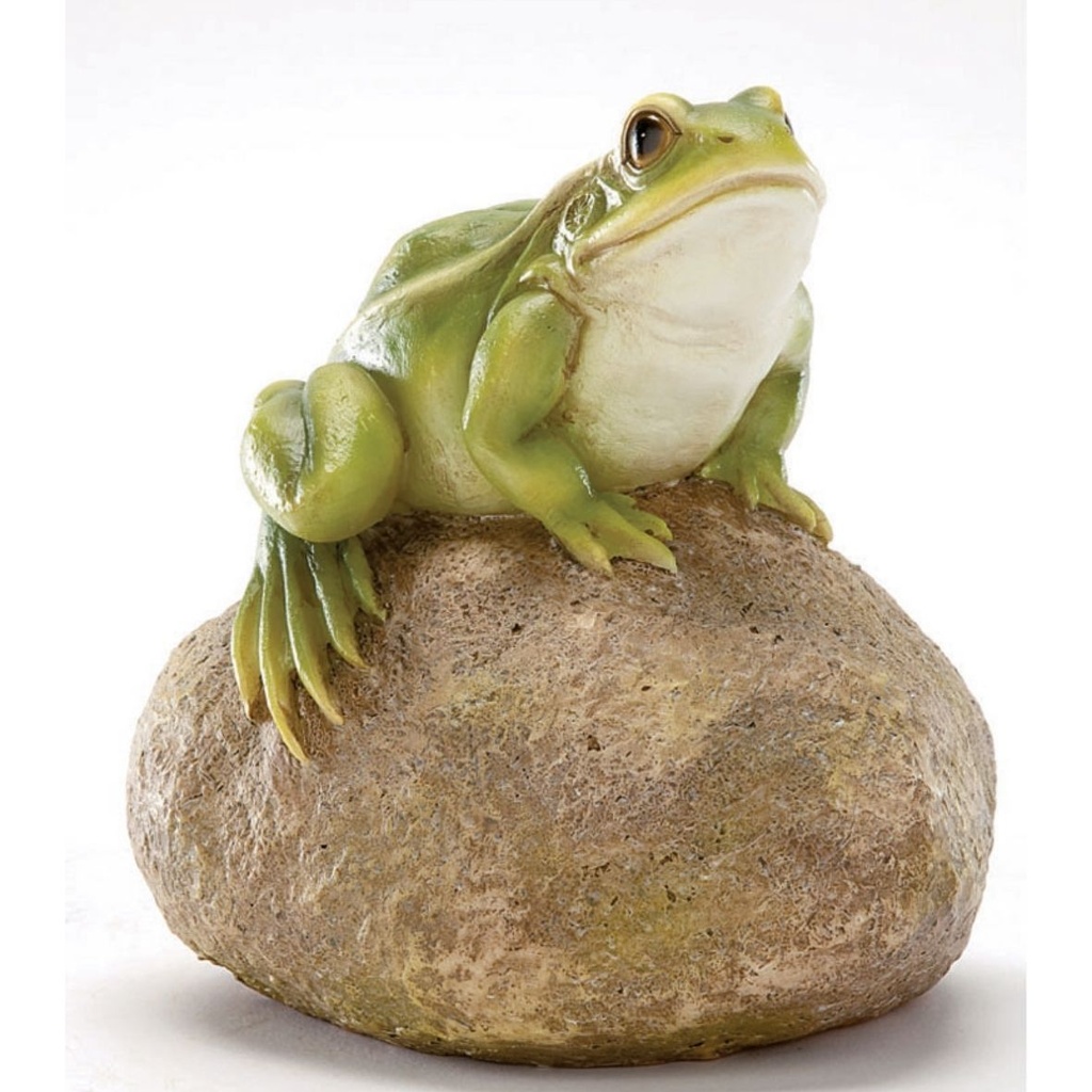 [11153202] Frog on decorative stone in polyresin (12.5x11.5h9.8cm)