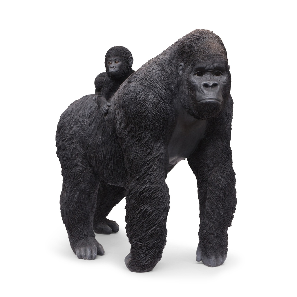 [11154060] Gorilla + Baby Skulptur – realistisches Tier (116x58h106cm)