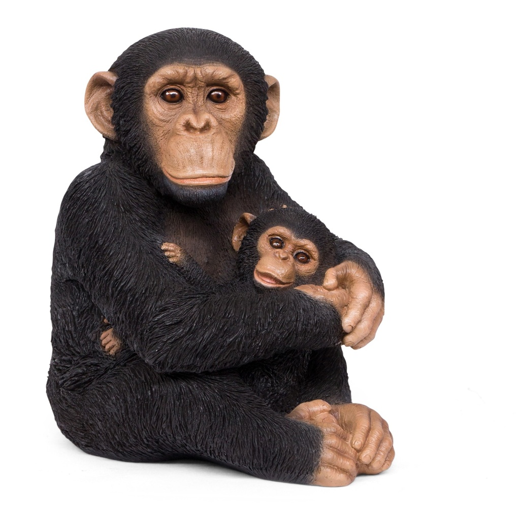 [11154061] Chimpansee + baby sculptuur – decoratief dierlijk (27x25h32cm)