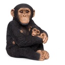 Chimpansee + baby sculptuur – decoratief dierlijk (27x25h32cm)
