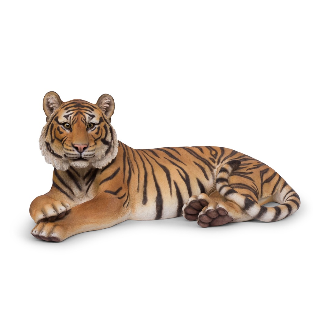 [11154065] Statue de tigre couché – sculpture décorative grandeur nature (99x58h44cm)
