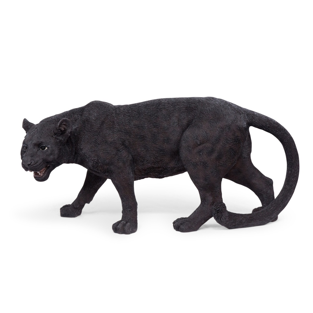 [11154071] Zwarte panter sculptuur in polyresin – kracht en elegantie (80x30h37cm)