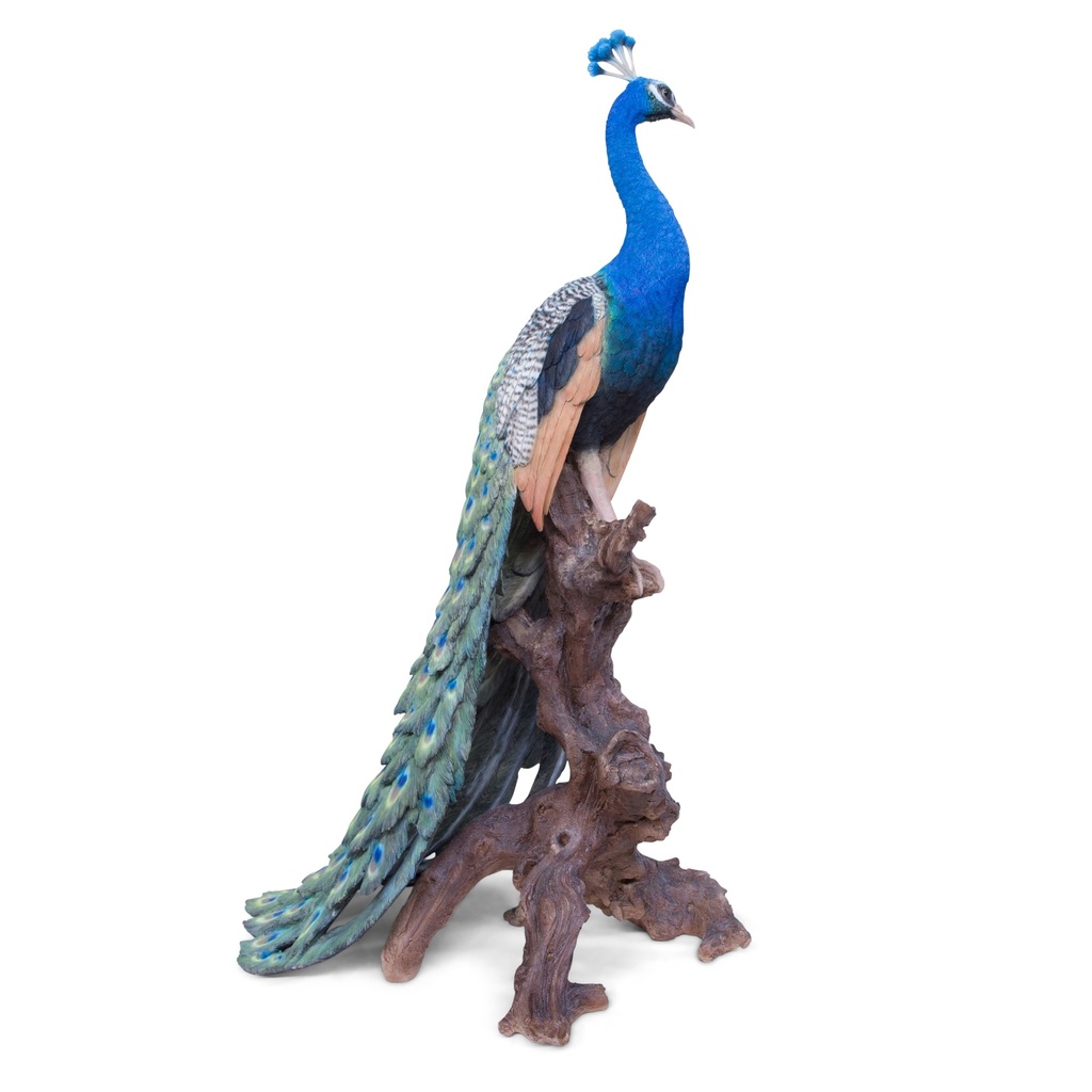 [11154075] Peacock sculpture in polyresin – majesty and colours (85x54h134cm)