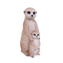 Sculpture suricate + bébé en résine (28x16h36cm)