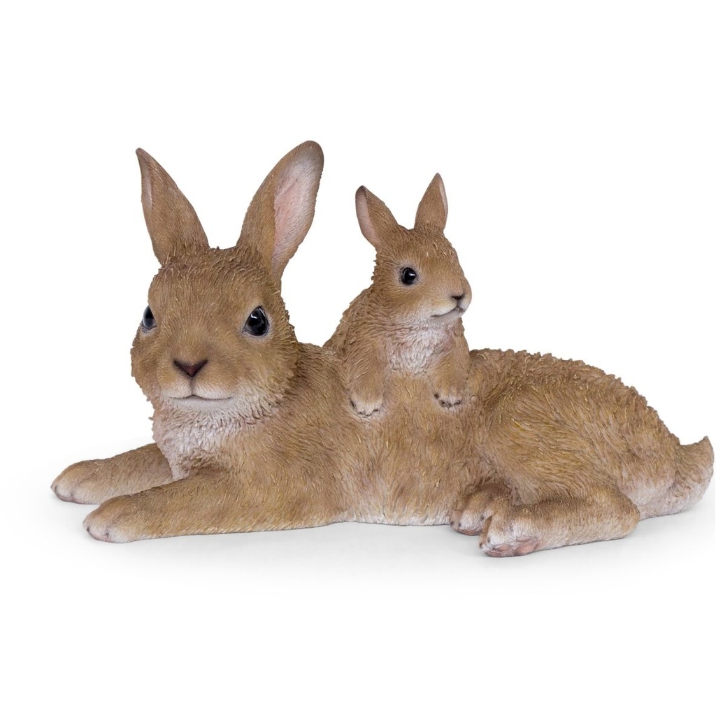 [11154098] Sculpture de lapins en résine – Douceur et réalisme pour le jardin (27x19h16cm)