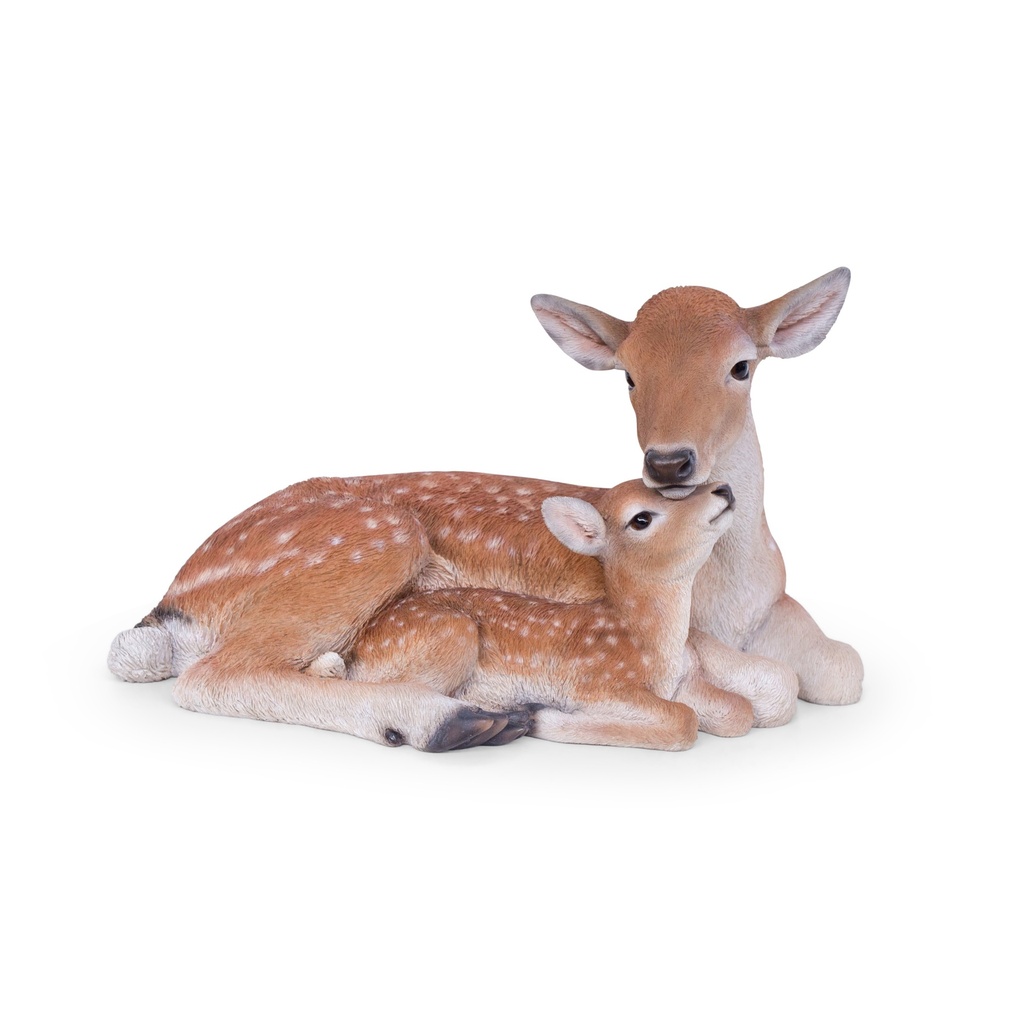 Hinde en veulen sculptuur in polyresin – wilde zachtheid voor uw tuin (40x31h25cm)