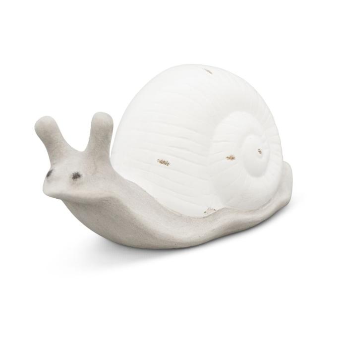 Slak in keramiek wit-grijs – zachte decoratie (24x17h14cm)