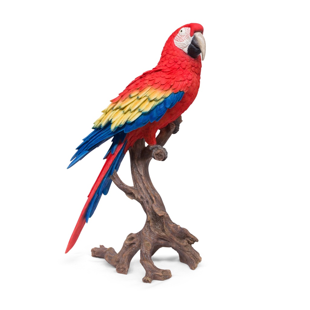 Grote ara in polyresin – gekleurde tropische sculptuur (42x27h68cm)