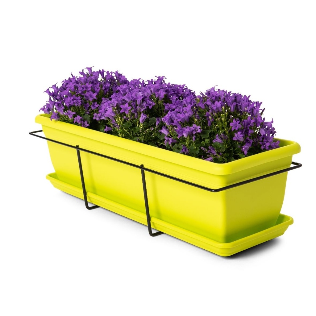 [12131106] Relax balkonbak kit – geperforeerd + schotel + relingsteun (50x20xH16,5cm) (Limoen)