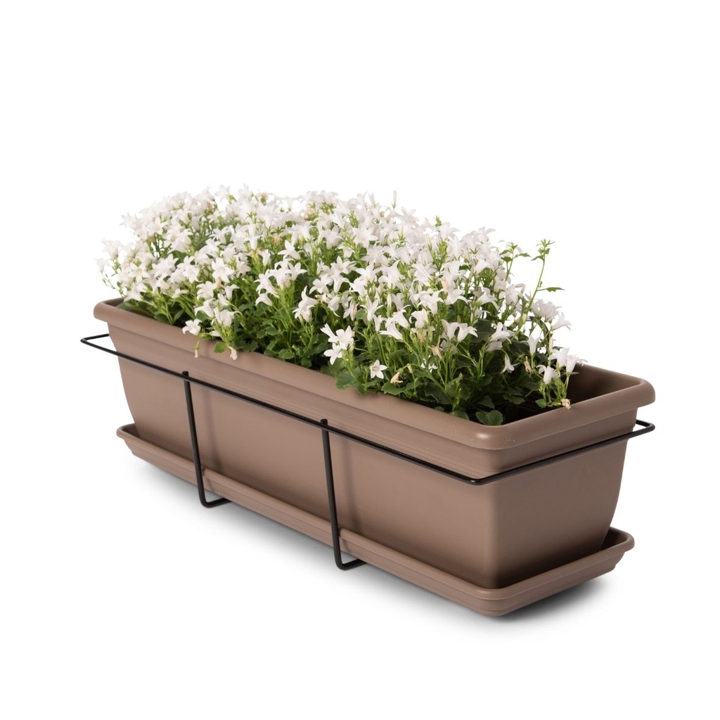 Relax Balkonkasten-Set – gelocht + Untersetzer + Geländerhalterung (50x20xH16,5cm)