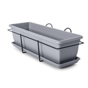 Relax balkonbak kit – geperforeerd + schotel + relingsteun (50x20xH16,5cm)
