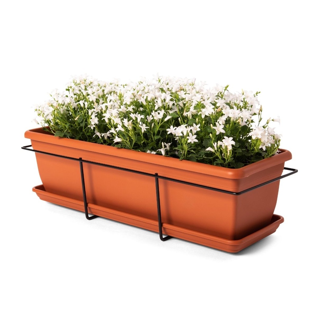 Relax Balkonkasten-Set – gelocht + Untersetzer + Geländerhalterung (50x20xH16,5cm)