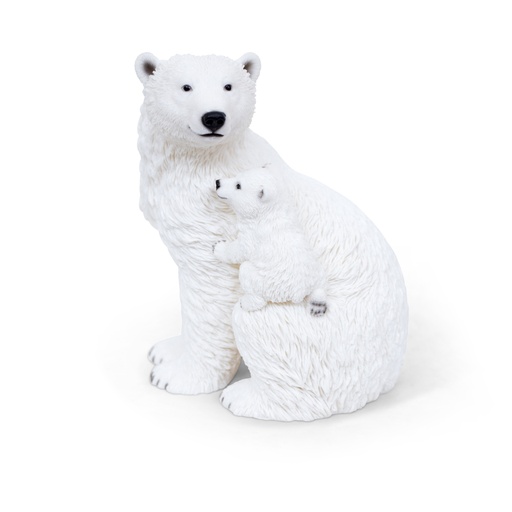 [11154143] POLYRESIN POLAR BEAR +BABY 22X19H27