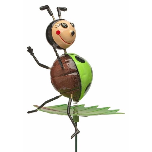 WEB-METAL STAKE LADYBUG ON LEAF 10X10H53