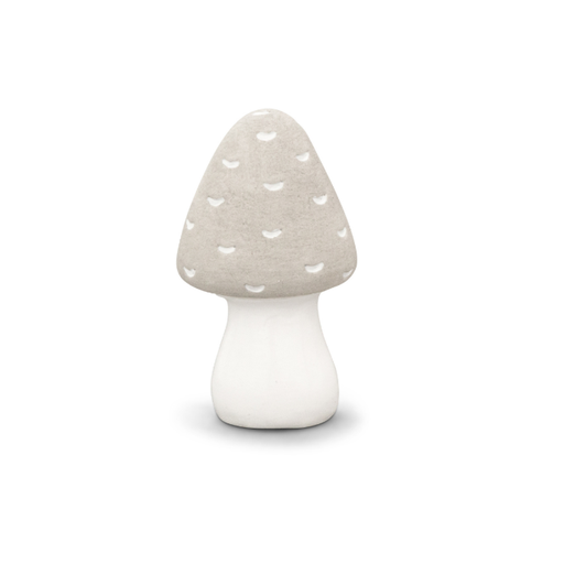 [69500301] CERAMIC MUSHROOM WHITE-GREY